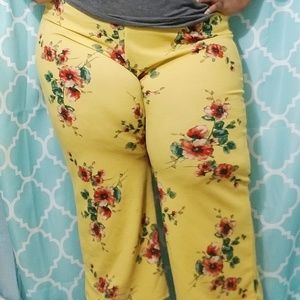 Yellow floral pants